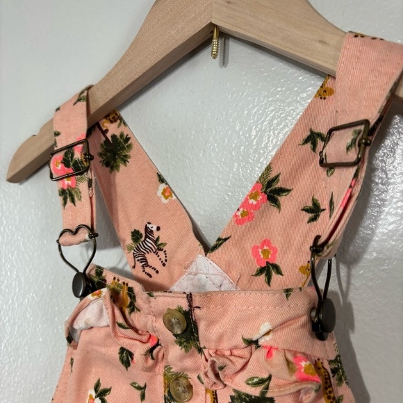 Zoo Safari Print Toddler Girl Overall Shorts Size 4T - Picture 3 of 6
